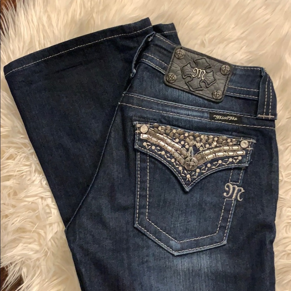 🤩Miss Me🤩 Dark Bootcut Jeans with Embellisment